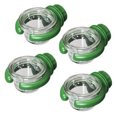 Imagem de Gralara Conjunto de 4 comedouros e bebedouros transparentes e versáteis para pássaros, ideais para pendurar na parede, Verde