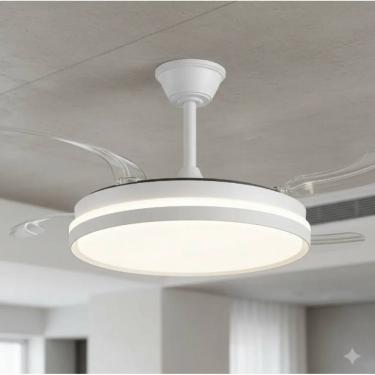 Imagem de Ventilador de Teto com Luz LED e Pás Retráteis – Alta Iluminação 4000lm