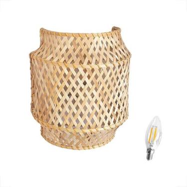 Imagem de Luminária De Parede Fibra Natural Artesanal Bambu Nat90 +Led - Acende 