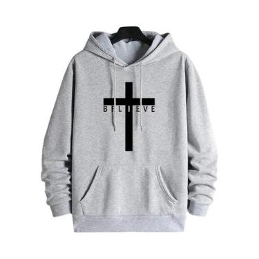 Imagem de Moletom Masculino Com Estampa De Cruz De Jesus Estilo Urbano Casual Un