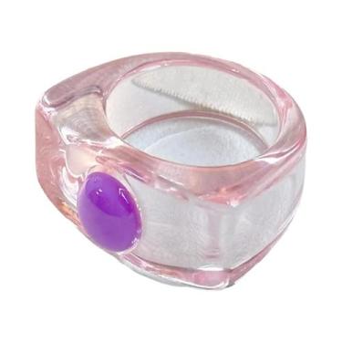 Imagem de Anel De Moda Feminino Em Resina Colorida Y2K, Presente De Aniversário 