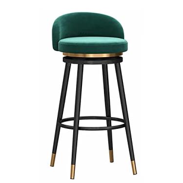 Imagem de Conjunto de bancos de bar com altura giratória de 360°, banqueta de veludo estofada com encosto moderno, cadeiras de jantar para pub, ilha, casa, cozinha