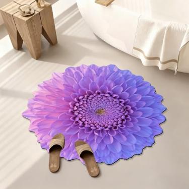 Imagem de Tapete de banho floral com flores de dália, tapetes engraçados, antiderrapantes, para decoração de banheira, tapete super absorvente, lavável na máquina, secagem rápida, tapete para banheira, chuveiro
