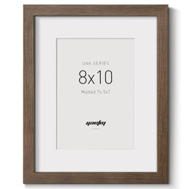 Imagem de Yaetm Porta-retrato 20 x 25 cm com tapete para 13 x 18 cm – nogueira marrom, moldura de madeira maciça rústica 20 x 25 com vidro temperado para impressão de arte e imagem, exibição na mesa e parede