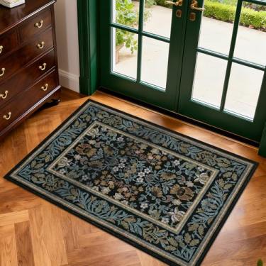 Imagem de GarveeHome Tapete de entrada 2x3 Boho Vintage Tapete antiderrapante para porta da frente, tapetes laváveis para cozinha interna, macia, baixa resistência a manchas, tapete de porta pequeno para quarto