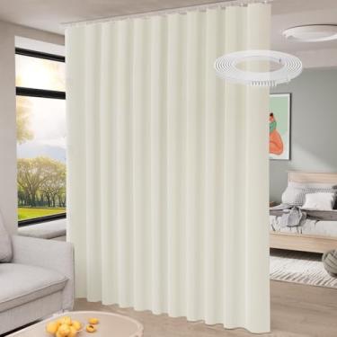 Imagem de Cortina divisória de quarto com montagem no teto, cortinas blackout para teto espesso, tela divisória de quarto, painéis de cortina de janela de trilho de teto flexível para sala de estar e quarto