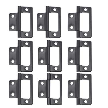 Imagem de Dobradiças de porta, pacote com 12, dobradiças de porta sem encaixe, dobradiças duplas para armário de janelas de móveis - 5 x 2 cm, preto