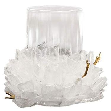 Imagem de Castiçais de vidro de cristal criativo, lanternas de vela decorativas românticas, enfeites de mesa de estilo europeu, para casamento, Natal, Natal (cor: branco, tamanho: grande*1)