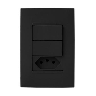 Imagem de Cj Duplo + Tomada 20A 4X2 - Pial Plus + Preto