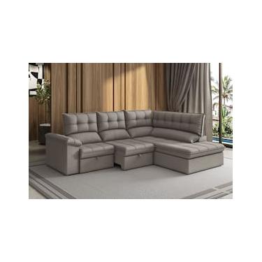 Imagem de Sofá de Canto Luizzi Capri Slim 2.90m Estrutura Madeira Maciça Espuma D28