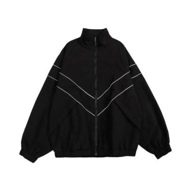 Imagem de Jaqueta Masculina Oversized Para Outono, Tendência, Corta-Vento, Zíper