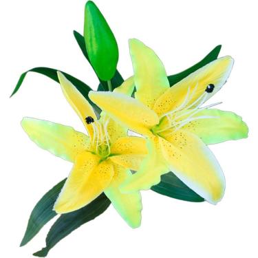 Imagem de Kit 4 Plantas Artificiais Lírio Amarelo Enfeite Jardim 73cm