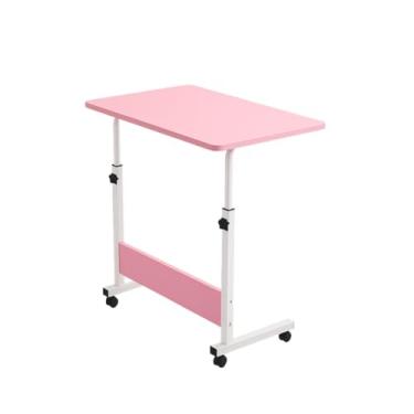 Imagem de Mesa Lateral Ergonômica Multiuso Com Altura Regulavel E Rodinhas Mesinha Notebook Laptop Cama Sofá Ajustavel Cor Rosa Luvinco
