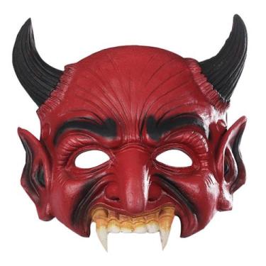 Imagem de Máscara Red Devil Party Horror Half Face Halloween Cosplay - yiweisai