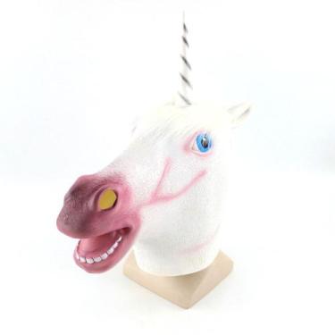Imagem de Máscara de capacete de látex de unicórnio para rosto inteiro para cosp