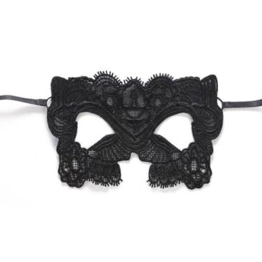 Imagem de Máscara de cosplay com capa de renda e meia face, fantasia de Hallowee