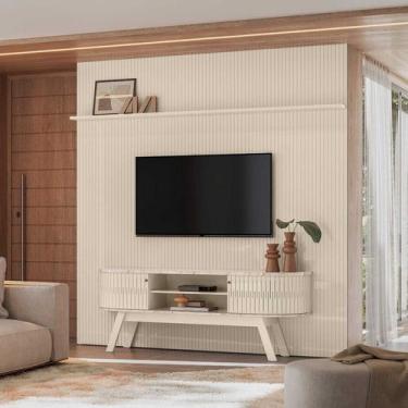 Imagem de Conjunto Rack e Painel Ripado para TV New Laguna Linha Arco Madetec - 