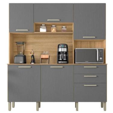 Imagem de Armário de Cozinha Compacta 180cm Turim Z06 Freijó/Gris- Mpozenato