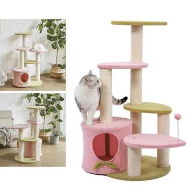 Imagem de Arranhador Gato Pet Felino Animais Casinha Brinquedo 5 Modos Descanso 