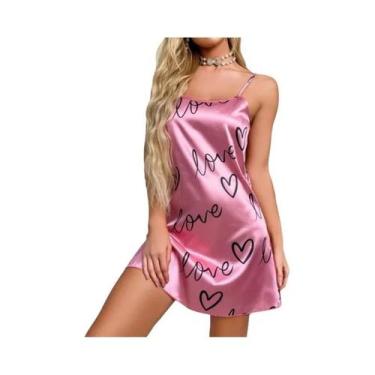 Imagem de Camisola Sexy De Cetim Com Costas Descobertas E Alças Para Mulheres, C