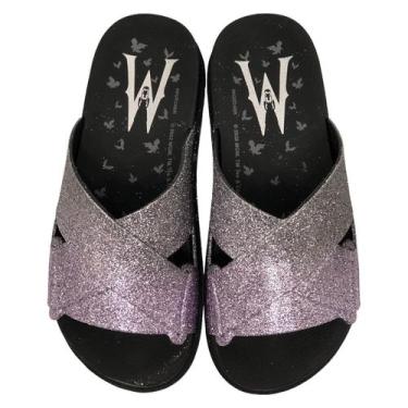 Imagem de Chinelo Infantil Menina Slide Wandinha Dark Shine Grendene, Preto, Rox