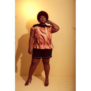 Imagem de Blusa Frufu Com Renda - GK Fashion, GG, Telha