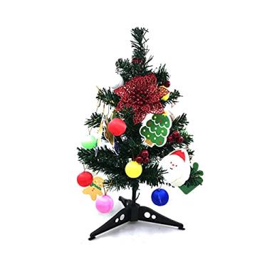 Imagem de CYzpf Árvore de Natal Combo 45/60 cm Mini artificial com ornamentos de luzes Decoração de Natal para decorações de hotéis de casa de férias, vermelho, 60 cm