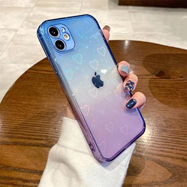 Imagem de Capa de telefone transparente com padrão de amor fashion para iphone 13 promax 12 pro max 11 mini xsmax xs xr x 8 7 plus, azul, roxo, padrão, para iphone 7 p ou 8 p