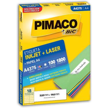 Imagem de Etiqueta inkjet/laser A4375 com 100 folhas - Pimaco