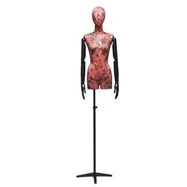 Imagem de Female Mannequin Torso Corpo de torso de manequim feminino, manequins de meio corpo de altura ajustável com braços de madeira, adereços de modelo de loja de noivas para exibição realista de roupas (C
