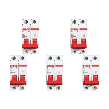 Imagem de Kit C/5 - Disjuntor Steck Din Bipolar 63A Sd62 C 3Ka