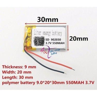 Imagem de Bateria 902030 3,7v 550mah  9mm X 20mm X 30mm  2 Fios - KMIG