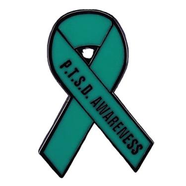 Imagem de Broche de conscientização PTSD fita de conscientização esmalte lapela alfinete fita de conscientização uniforme roupas decoração moda joias presente para meninas mulheres enfermeiras médicas