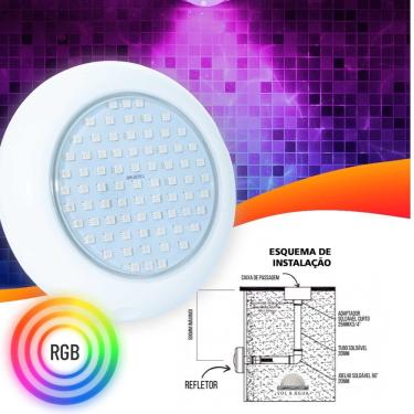 Imagem de Refletor Power Led 15W Abs Iluminação Para Piscina Rgb Cor Da Luz Multicolorida - Brustec