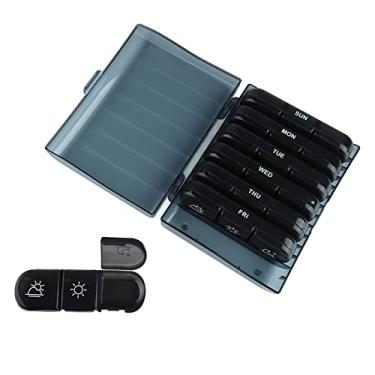 Imagem de WALFRONT Compacto e Portátil 3 Vezes Ao Dia 7 Dias Organizador de Comprimidos Feito de Material Plástico de Grau Alimentar Ideal para Tampas Independentes de Viagem para Fácil Organização 21 Grid Black Box (Círculo preto)