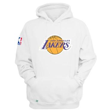 Imagem de Blusa de Frio Lakers Com Capuz Moletom Basquete Casaco Flanelado - Ver