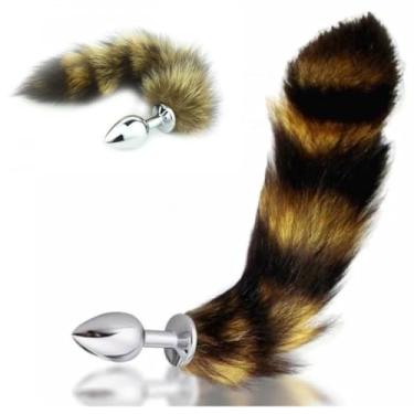 Imagem de Plug Anal Com Cauda Raposa Pequeno Prazer Intenso Fantasias e Intimidade Metálico
