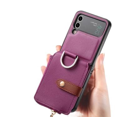 Imagem de Melhor capa carteira portátil de proteção para Samsung Galaxy Z Flip 5 4 5G Flip4 Flip5 Flip3 Flip2 Flip 3 2 5G Acessórios de telefone, roxo, para Samsung z flip 5