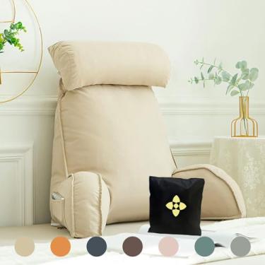 Imagem de Almofada de leitura terapêutica/almofada de suporte lombar com apoio de braço | Almofada de encosto para sentar na cama | Almofada grande para descanso de encosto adulto com design destacável 75 x 40