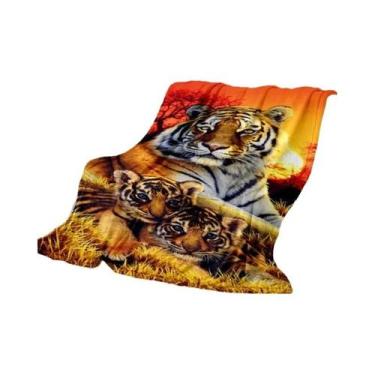 Imagem de Manta Sherpa 3D Super Macia Com Estampa De Tigre Para Primavera E Outo