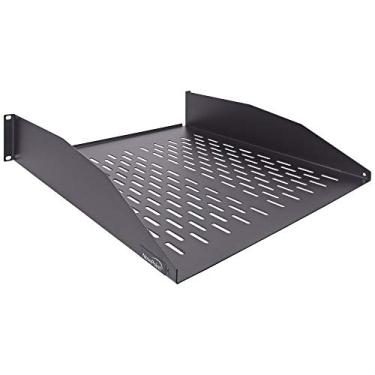 Imagem de Navepoint 2U Prateleira universal ventilada de 48 cm para armário de servidor, cantilever, 45,7 cm de profundidade com lábio preto