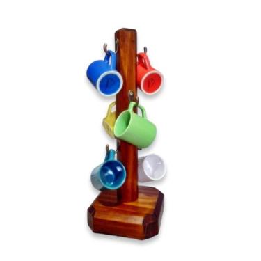 Imagem de / Art & Lar / Porta Canecas de Madeira 6 Ganchos Café Chá - Art & Lar 