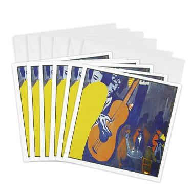 Imagem de 3dRose Cartões comemorativos, 15 x 15 cm, pacote com 6, cena de pintura Salvador Dali em um cabaré (gc_50930_1)