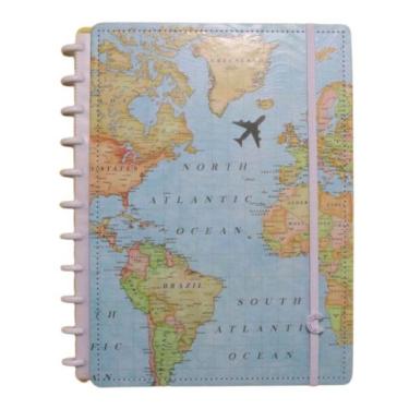 Imagem de Caderno Inteligente Grande- Gocase Mapa Mundi Azul- 80Fls