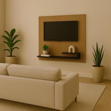 Imagem de Painel Para Tv Até 32 Polegadas Com Prateleira Liso e Ripado - Kelan, 