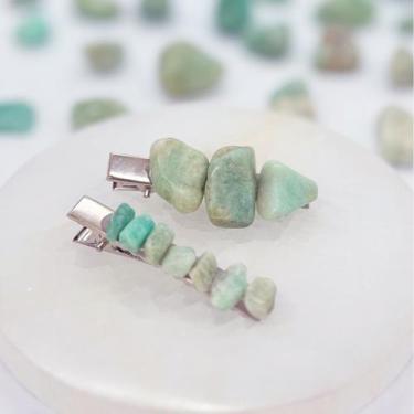 Imagem de Kit 2 Presilhas de cabelo com Pedras Naturais Piranhas de Cabelo 5,5cm
