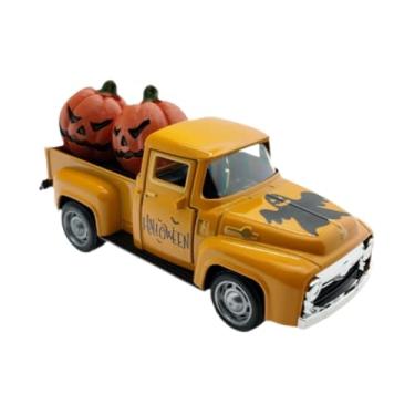 Imagem de oshhni Centro de mesa de caminhão de liga de Halloween, presente assustador, decoração de mesa de Halloween para festa, bandeja em camadas, fazenda interna, Laranja