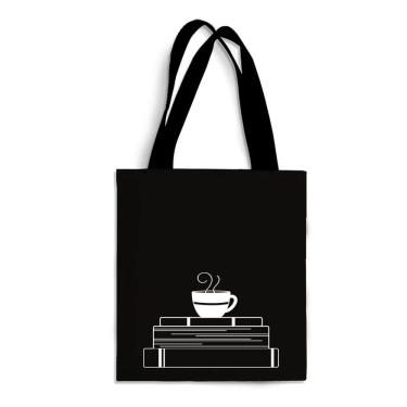 Imagem de Ecobag Média livro book algodão sustentável cru ou preta kindle capa presente natal dia dos professores