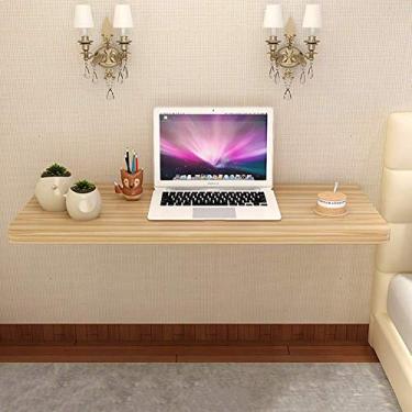 Imagem de LXB Mesa de computador doméstica montada na parede - mesa de folhas suspensas montada na parede, mesa dobrável de cozinha e jantar conversível, madeira clara/100 x 40 cm