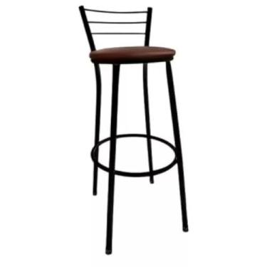 Imagem de Banqueta de Bar Alta com Encosto - Para Cozinha Americana e Área de Lazer (Marrom)